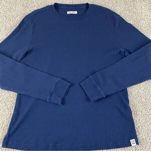 Fair Harbor Shirt Mens Large Thermal Waffle Blue Long Sleeve Organic Cotton B16